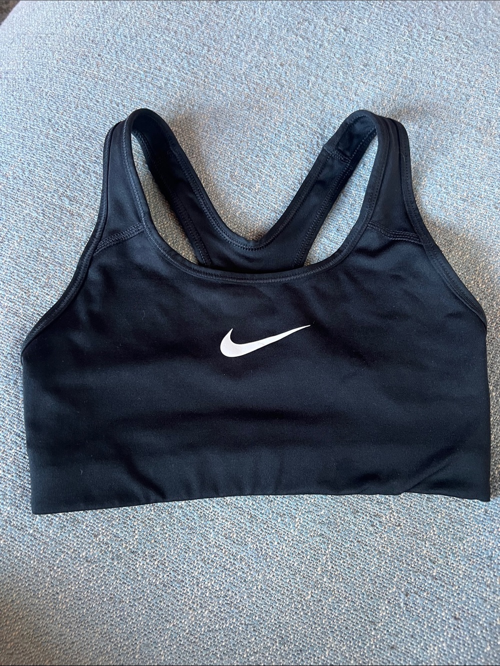 Nike Black Racerback Sports Bra with White Swoosh
